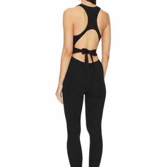 3. NEW Gigi C Krizia Jumpsuit Black Racerback Ribbed Women Size Large NWT - Picture 2 of 4